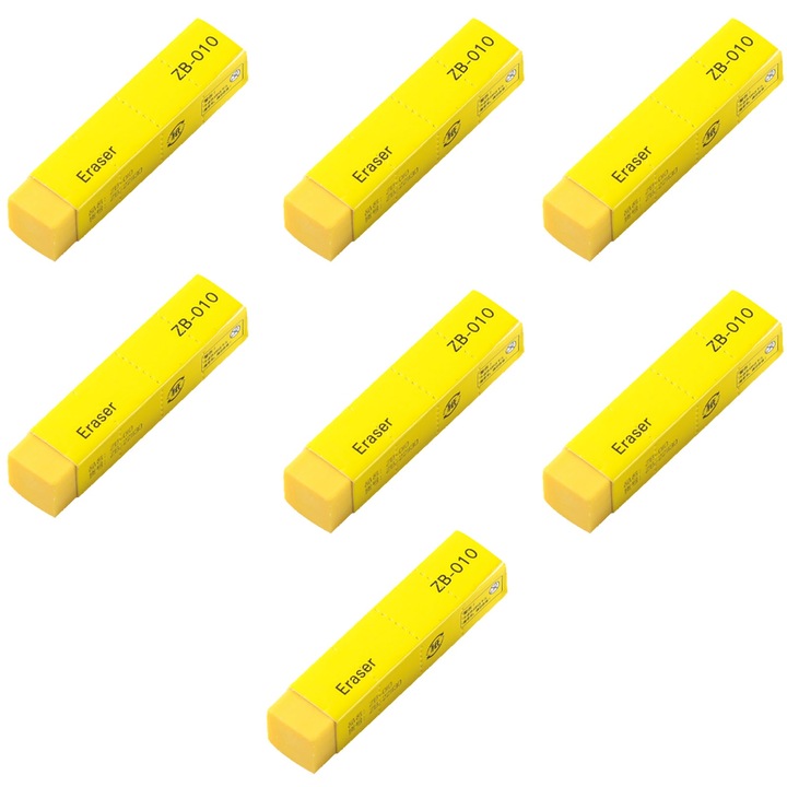 Гумичка за молив, Hggzeg, Комплект от 7 гумички, Без други химически миризми, Издръжлива, На мехури, Слабо износване и висока изтриваемост, Висока ефективност и комфорт, Ергономична, За дома, училището и офиса, PVC, 11 x 7,2 x 2 см, Жълта
