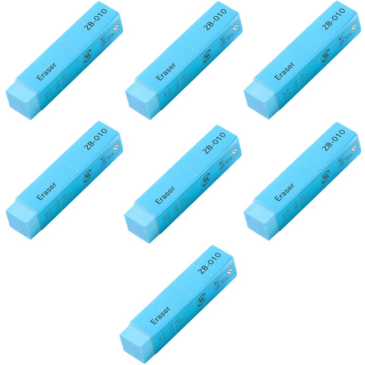 Radiera creion, Hggzeg, Set 7 Radiera, Fara alte mirosuri chimice, Durabil, Blister, Uzura redusa si stergere ridicata, Eficienta ridicata si confortabila, Ergonomica, Pentru cum ar fi acasa, scoala si birou, PVC, 11 x 7.2 x 2cm, Albastru