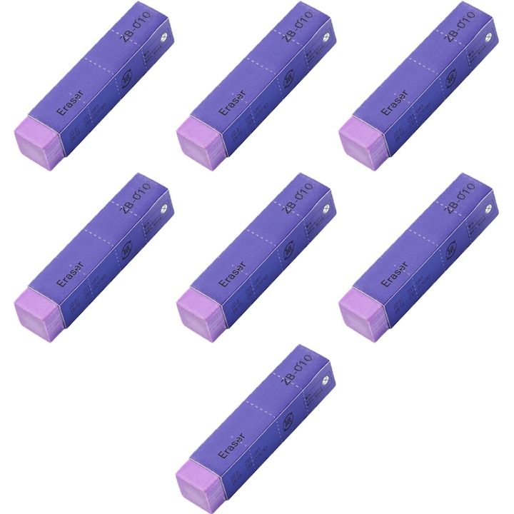 Radiera creion, Hggzeg, Set 7 Radiera, Fara alte mirosuri chimice, Durabil, Blister, Uzura redusa si stergere ridicata, Eficienta ridicata si confortabila, Ergonomica, Pentru cum ar fi acasa, scoala si birou, PVC, 11 x 7.2 x 2cm, Violet