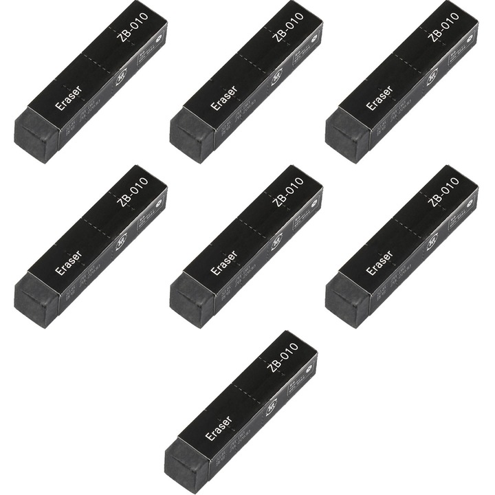 Radiera creion, Hggzeg, Set 7 Radiera, Fara alte mirosuri chimice, Durabil, Blister, Uzura redusa si stergere ridicata, Eficienta ridicata si confortabila, Ergonomica, Pentru cum ar fi acasa, scoala si birou, PVC, 11 x 7.2 x 2cm, Negru