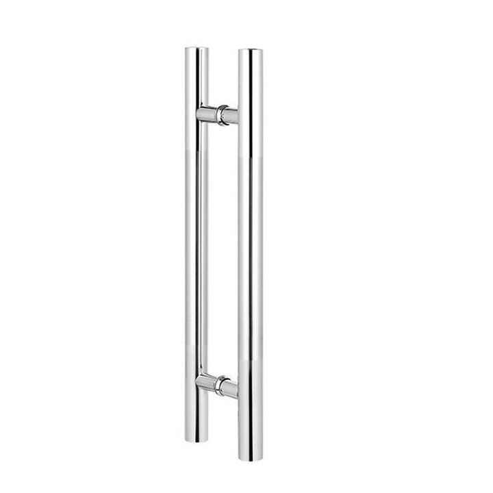 Maner inox tip H, Hggzeg, Doua manere, Bilateral, lungime 400mm, interax 600 mm, Diametru 32 mm, Prindere la 45 de grade, Usor de Instalat, Durabil si robust, General, Pentru usa de sticla, dulapuri, Hotel, Argint
