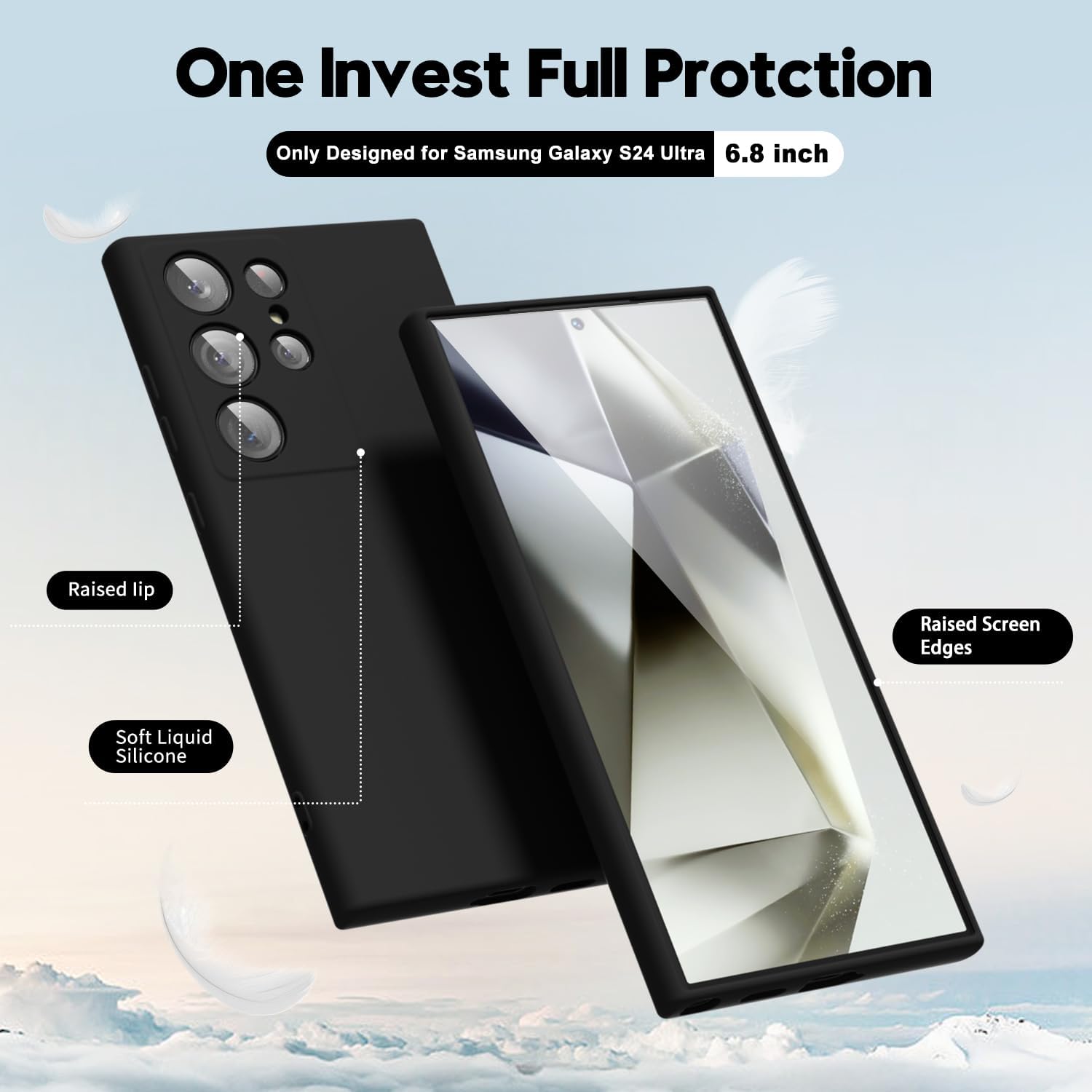Husa telefon compatibila cu Samsung Galaxy S22 Ultra, Soft Silicone Premium, Anti-Soc, Protectie camera, Microfibra interior ( catifea ), Margini Ridicate pentru Protectia Ecranului, Negru