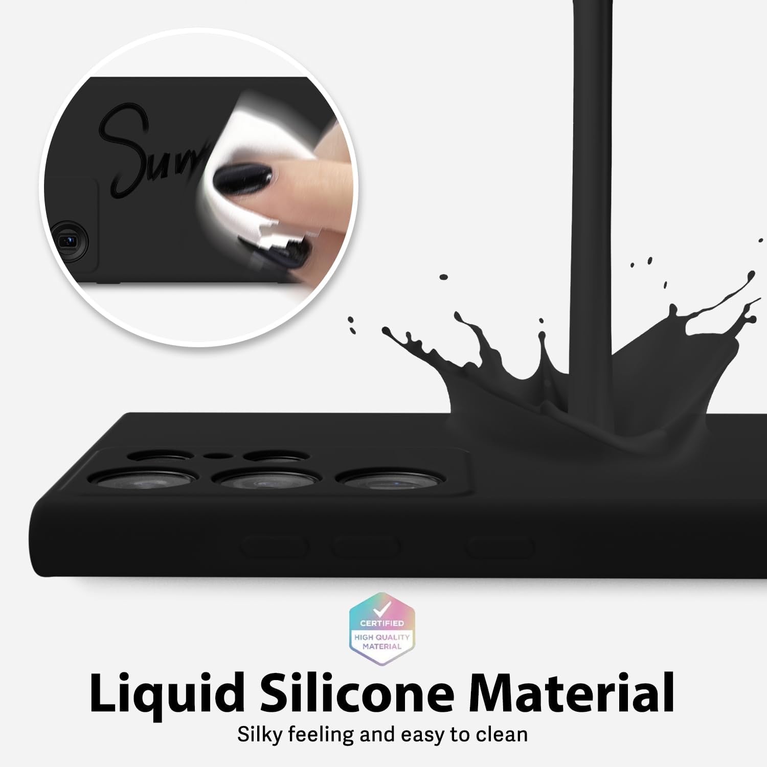 Husa telefon compatibila cu Samsung Galaxy S22 Ultra, Soft Silicone Premium, Anti-Soc, Protectie camera, Microfibra interior ( catifea ), Margini Ridicate pentru Protectia Ecranului, Negru
