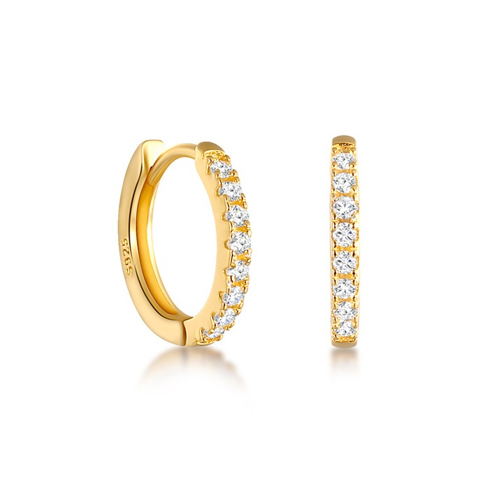 HIDARLING, Cercei decorati cu Zirconiu, Argint 925, Auriu