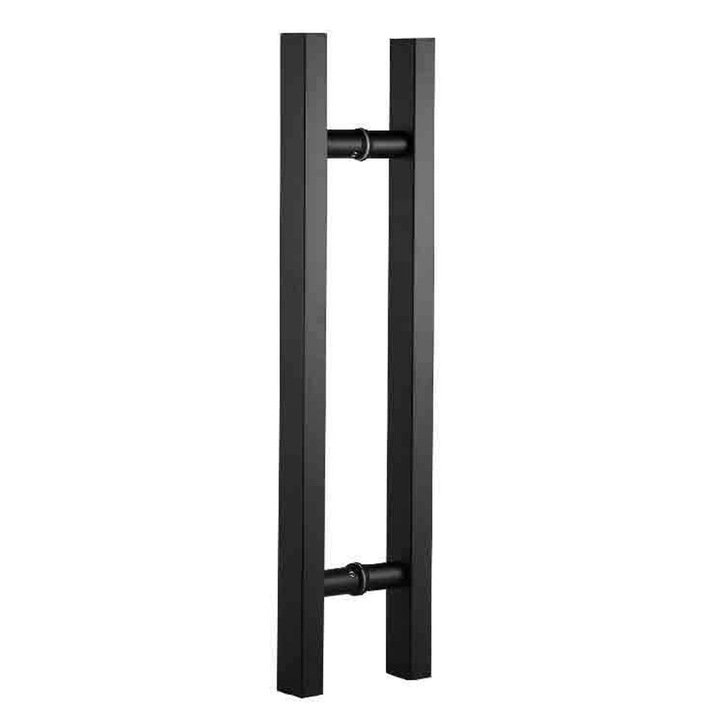 Maner spatial inox, Hggzeg, Doua manere, Design de tip H, Bilateral, lungime 500mm, interax 300mm, prindere la 45 de grade, Usor de Instalat, Durabil si robust, General, Pentru dormitor, dulapuri, Hotel, Negru