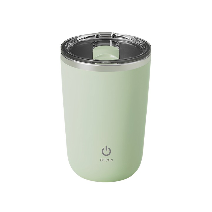 Чаша за кафе с автоматично разбъркване, многофункционална, преносима/компактна, подходяща за празнични подаръци, вместимост 350 мл, USB-C, зелена