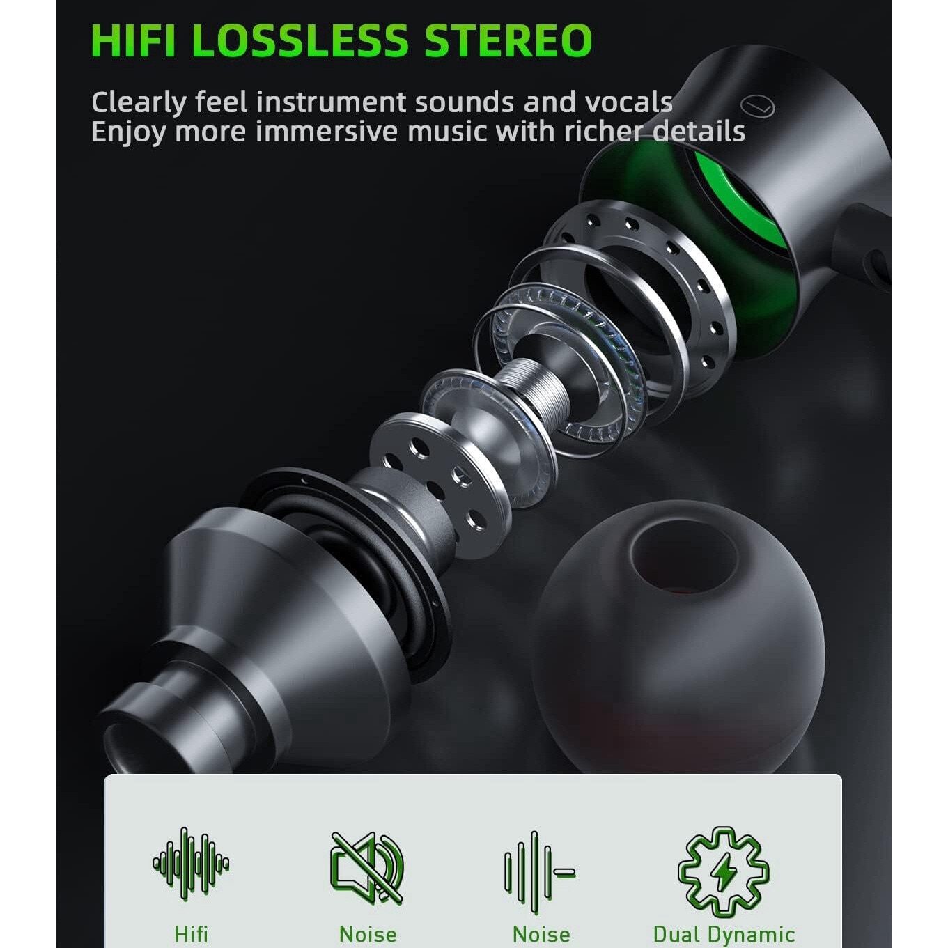 Casti cu fir, KINSI, In-ear, cu Microfon, telecomanda pentru apeluri/volum, 1.2 m, Type-C, negru