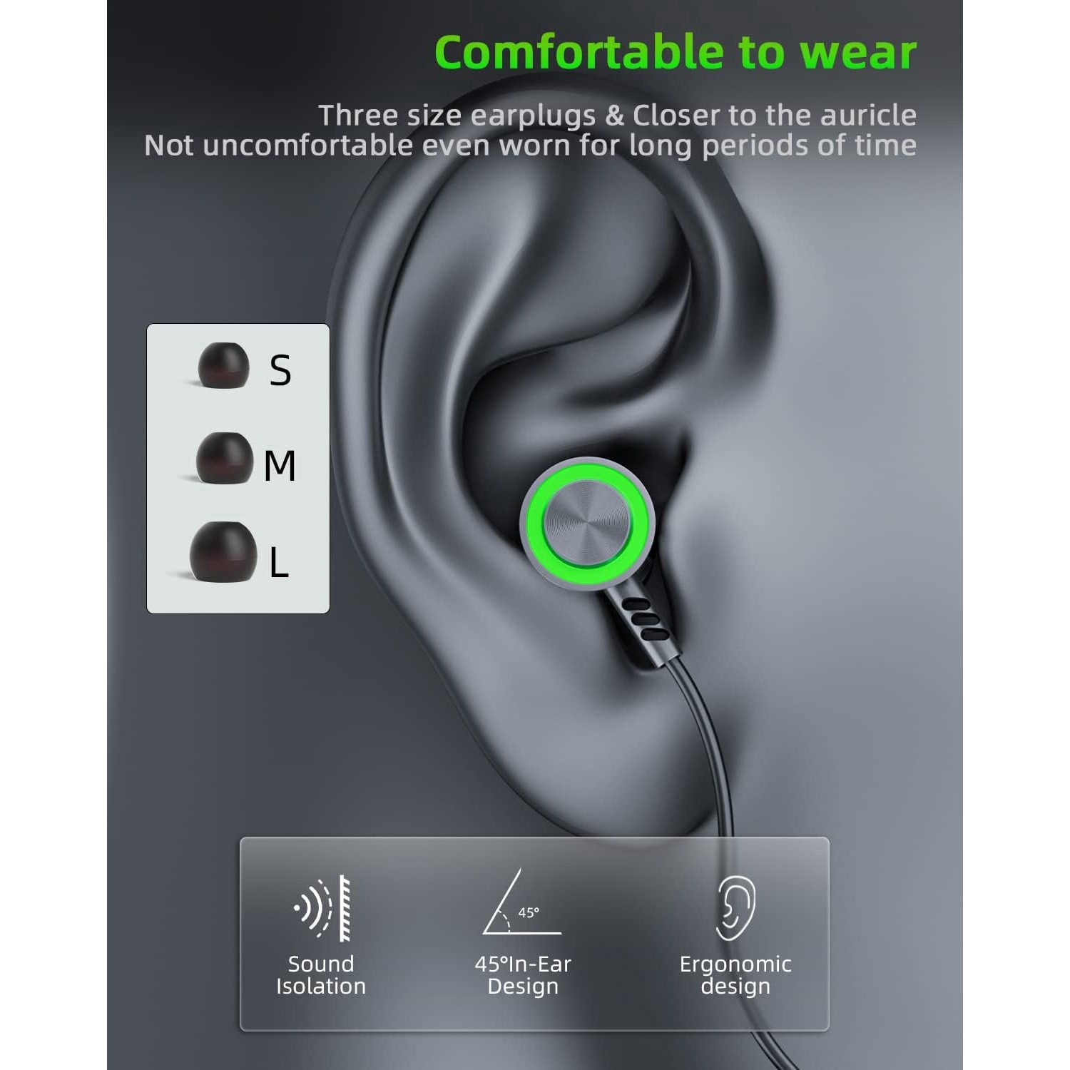 Casti cu fir, KINSI, In-ear, cu Microfon, telecomanda pentru apeluri/volum, 1.2 m, Type-C, negru