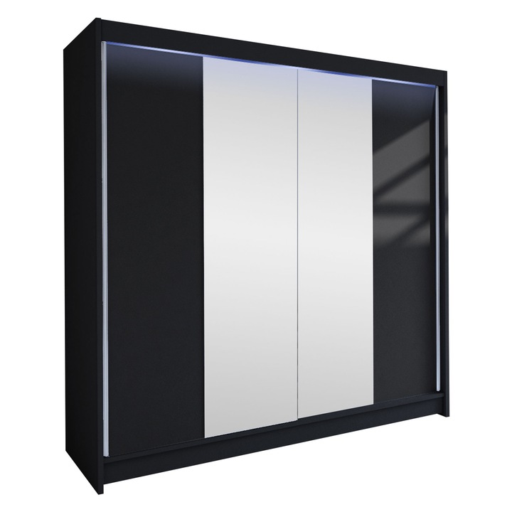 Dulap Bar II cu LED, MIRJAN24, negru, 58x180x215 cm