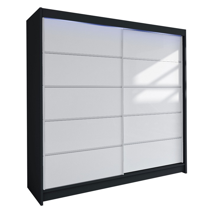 Dulap Bar IV cu LED, MIRJAN24, negru + alb, 58x180x215 cm