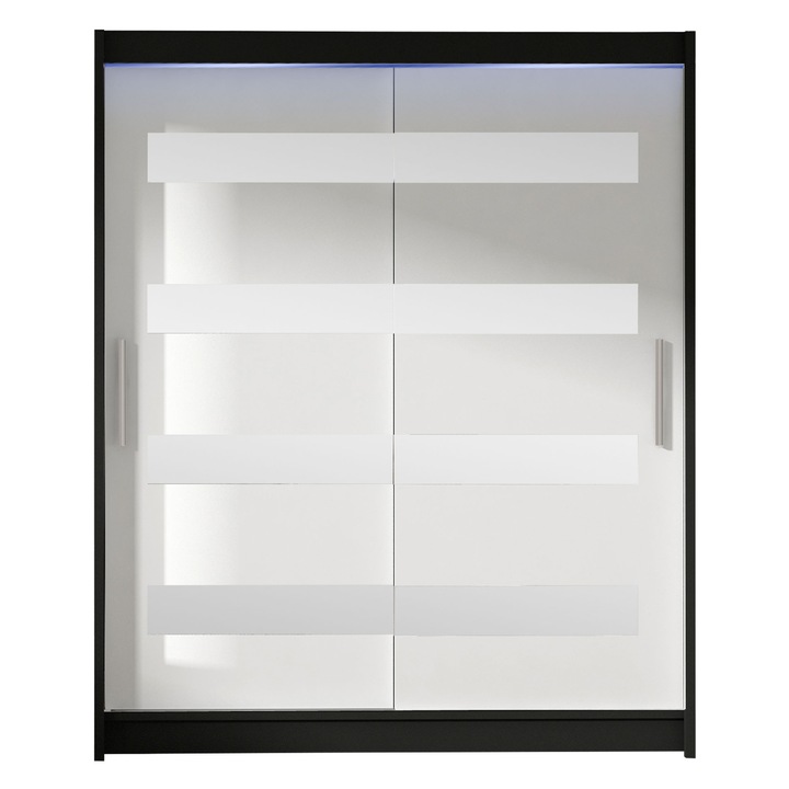 Dulap Presto XIII cu LED, MIRJAN24, negru + alb, 58x150x200 cm