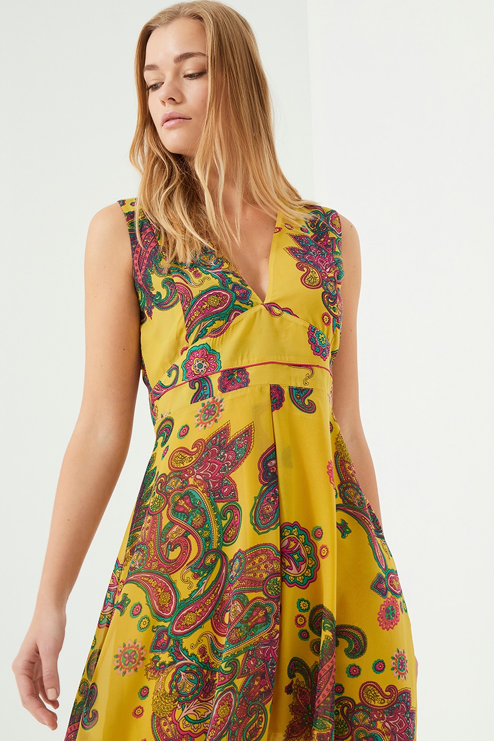 Just Like You, Rochie cu insertie crosetata, Galben, Portocaliu, 36