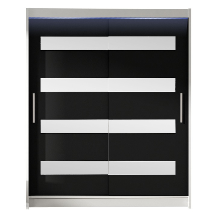 Dulap Presto XIII cu LED, MIRJAN24, alb + negru, 58x150x200 cm