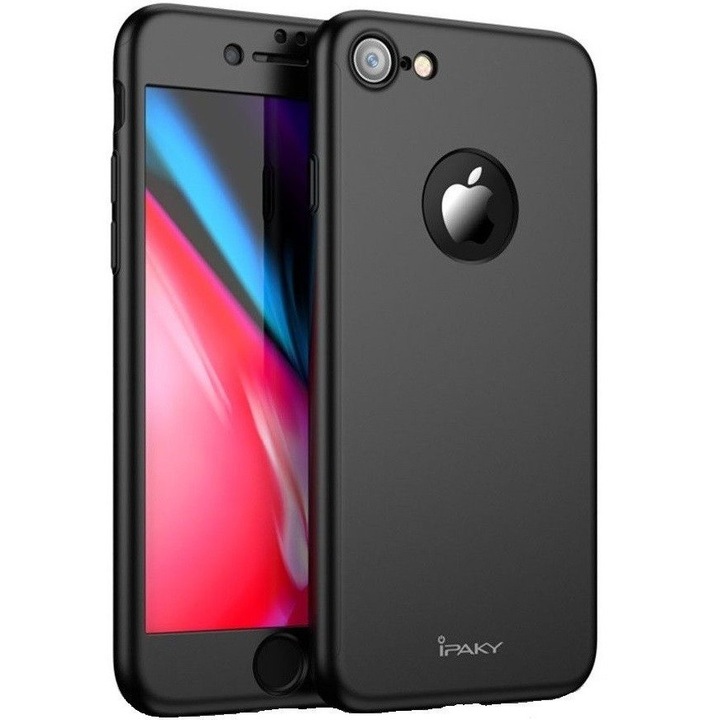 Husa pentru Apple iPhone 7 Plus IPAKY Full Cover 360 Negru + Folie Cadou