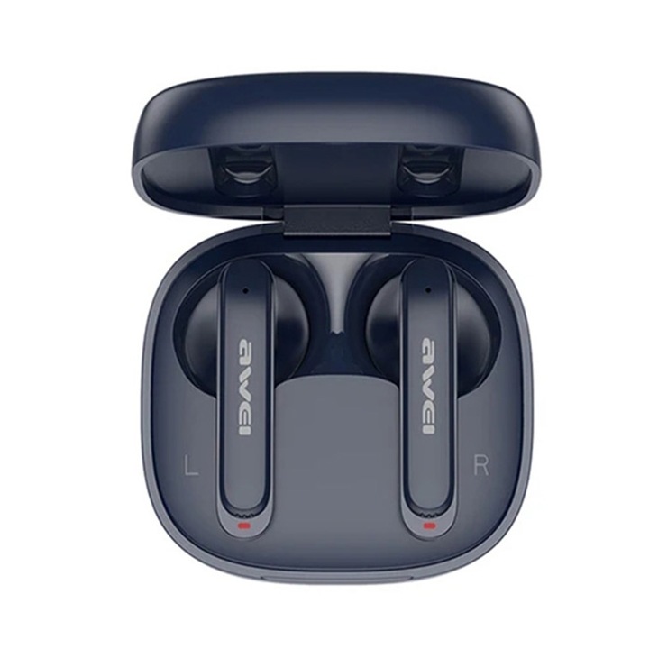 Casti Bluetooth In-Ear Awei T66, Reducere Zgomot ENC, Bluetooth 5.3, Autonomie 20h, IPX6, Albastru Inchis