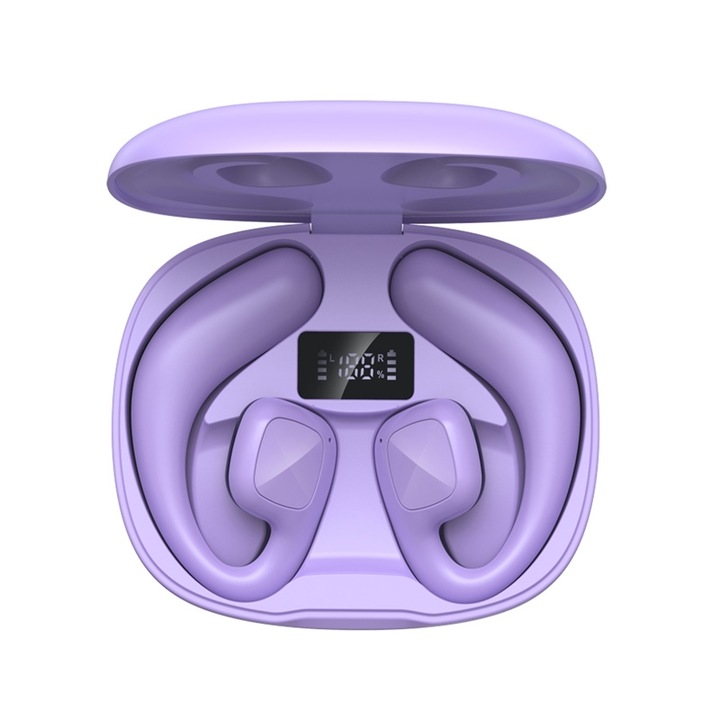 Casti Bluetooth In-Ear Awei T67 Air Conduction, Bluetooth 5.3, Autonomie 8.5h, IPX4, Violet