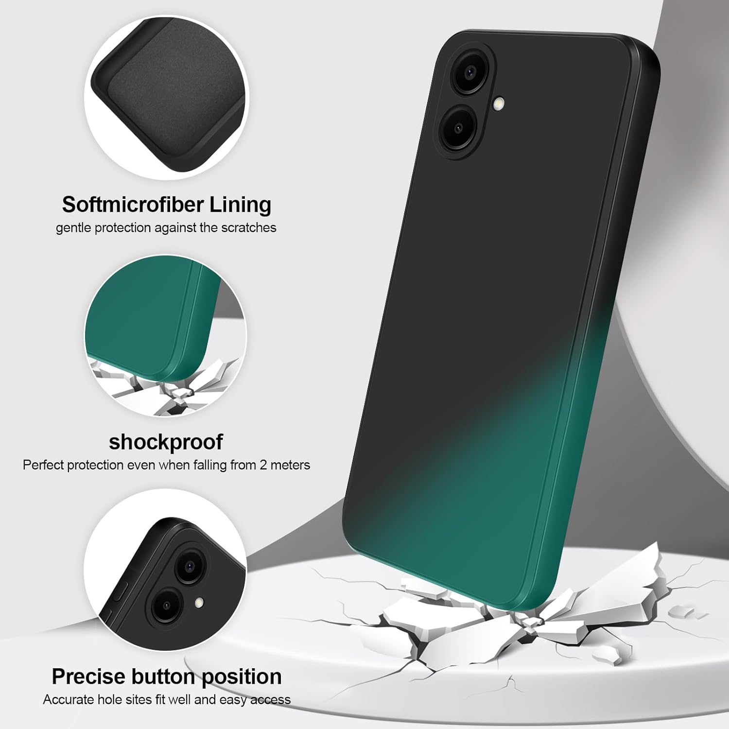 Husa din silicon moale compatibila cu Samsung Galaxy A06, protectie camera, rezistenta la soc, negru
