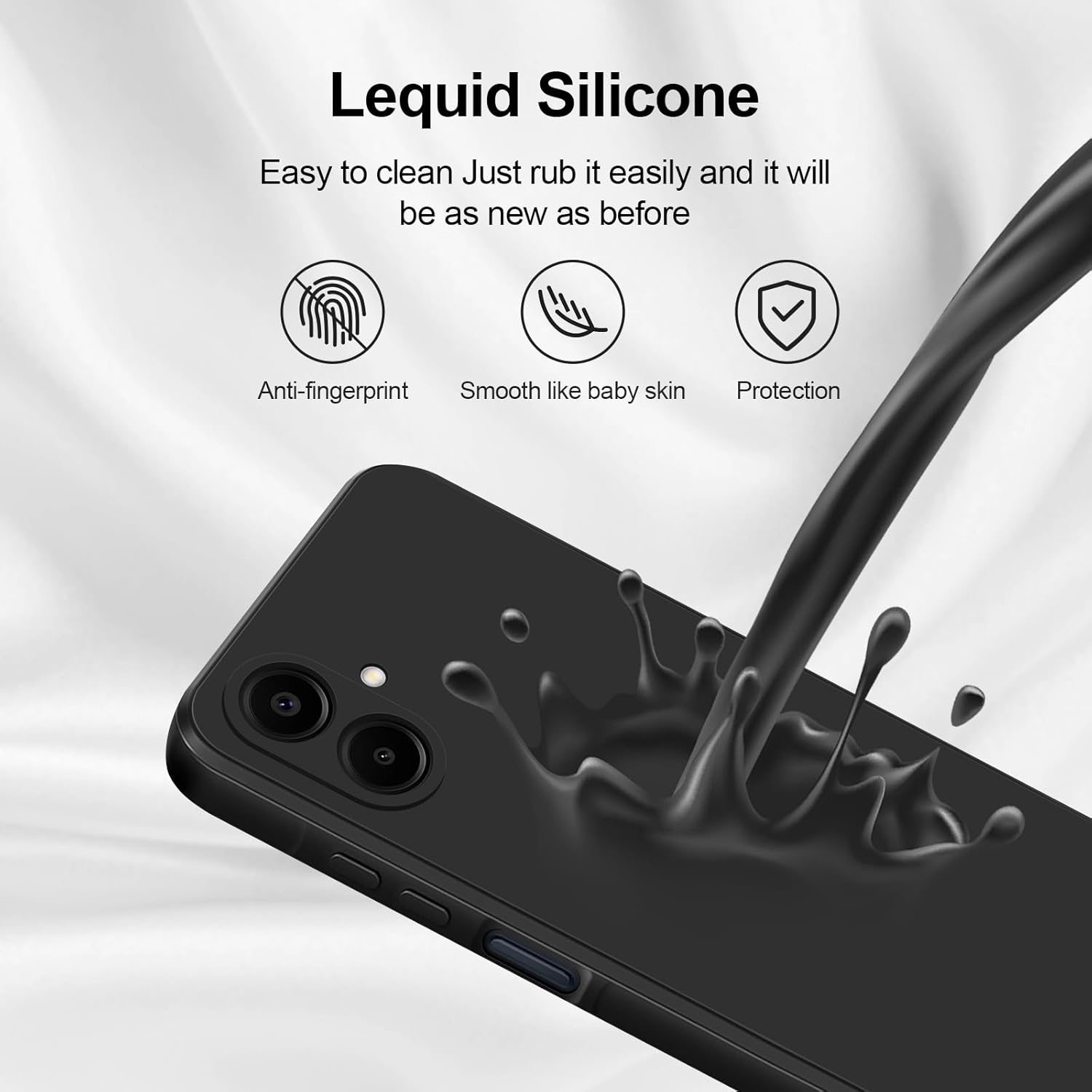 Husa din silicon moale compatibila cu Samsung Galaxy A06, protectie camera, rezistenta la soc, negru