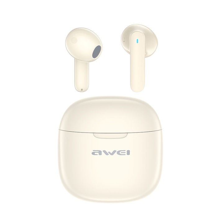 Casti Gaming Wireless Reducere Zgomot ENC awei T68 (Alb), Bluetooth 5.3, Autonomie 6h, Incarcare Rapida, Culoare Alb