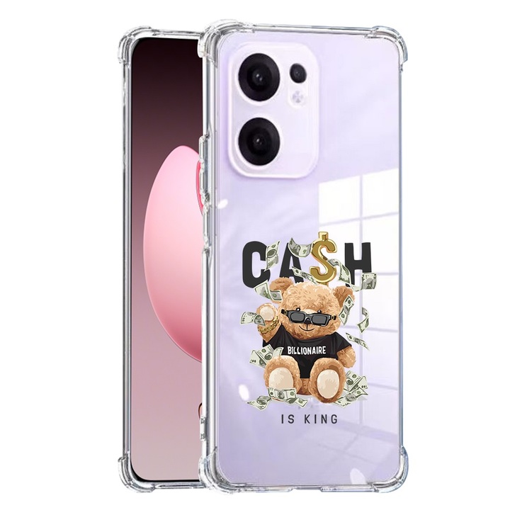 Противоударен калъф за oppo reno13 f, airbag pro, прозрачен, парите са крал