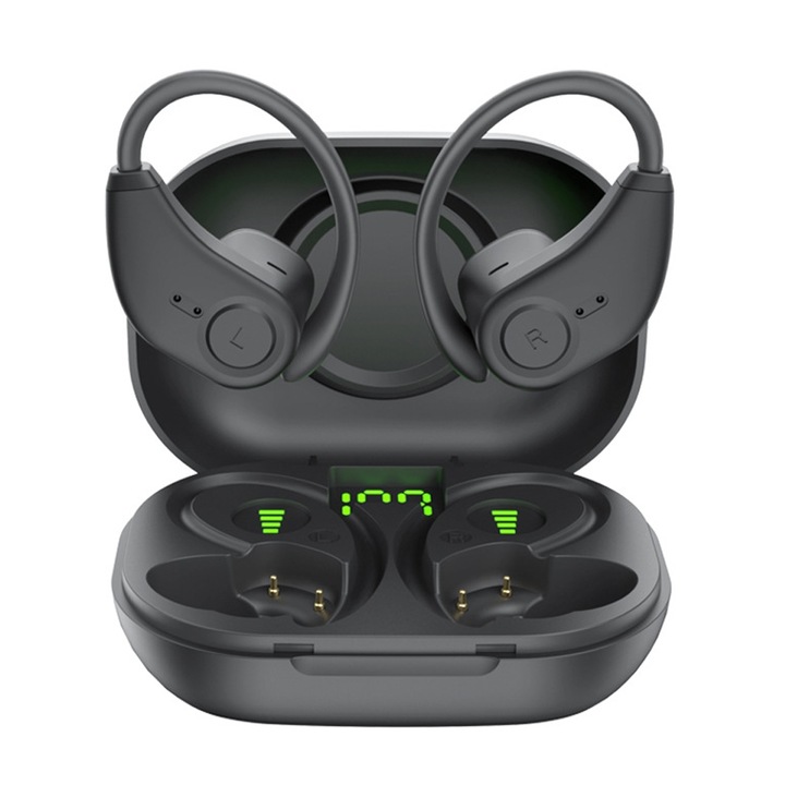 Casti Sport Bluetooth Bluedio S6, Bluetooth 5.1, Durata Autonomie 6-7h, Negru