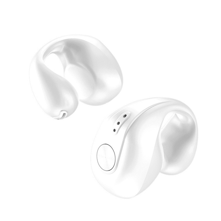 Casti Sport Wireless Dual Ear Bone Conduction Ear Clip, Bluetooth 5.3, Autonomie 36h, IPX3, Alb