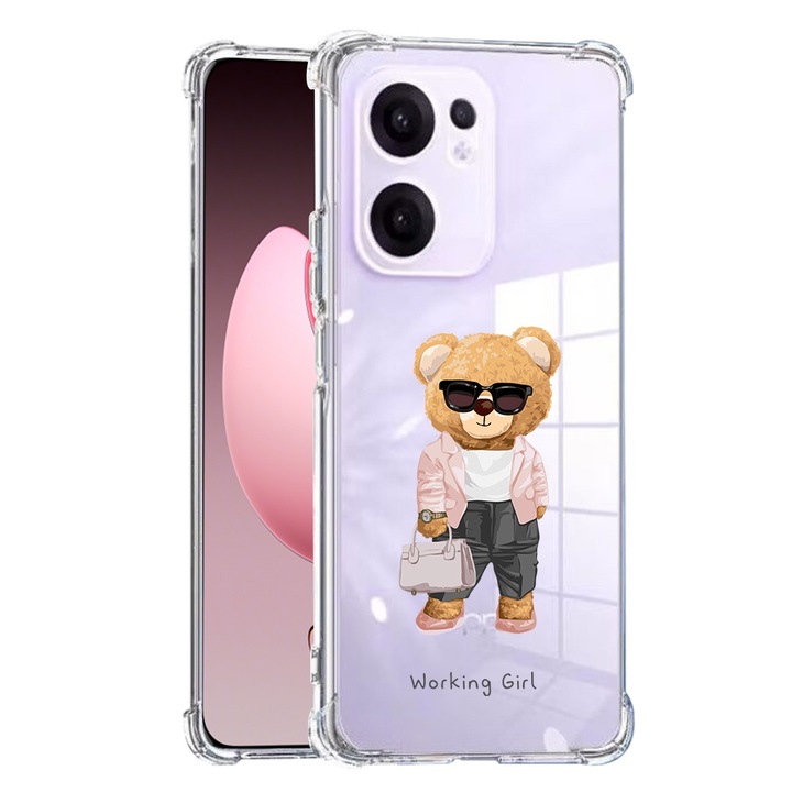 Противоударен калъф за oppo reno13 f, airbag pro, изчистен, работещо момиче