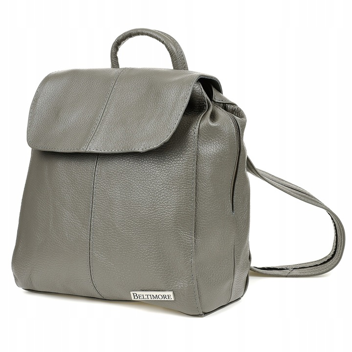 Дамска раница, Beltimore, естествена кожа, 3 отделения, сива, 30x26x10см