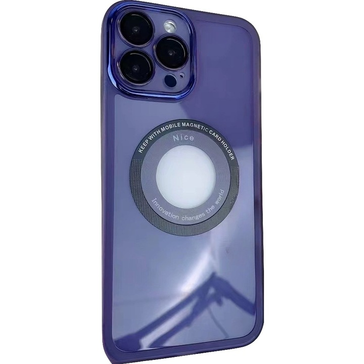Husă protecție TPU pentru iPhone 13 Pro, cu decupaj logo și folie de sticlă pentru cameră, Mov