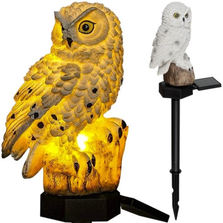 Dekoratív napelemes bagoly alakú lámpa, Artemis, LED, 44x11x6,5cm, vízálló, alkonyatérzékelővel, komplett szett