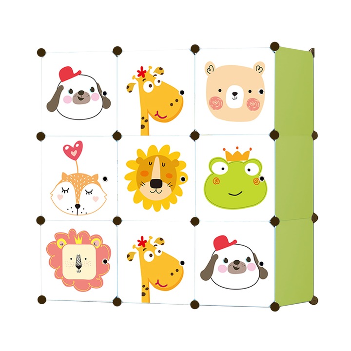 Dulap pentru camera copii, Polipropilena/ABS, 9 module, 41x37x16 cm, multicolor