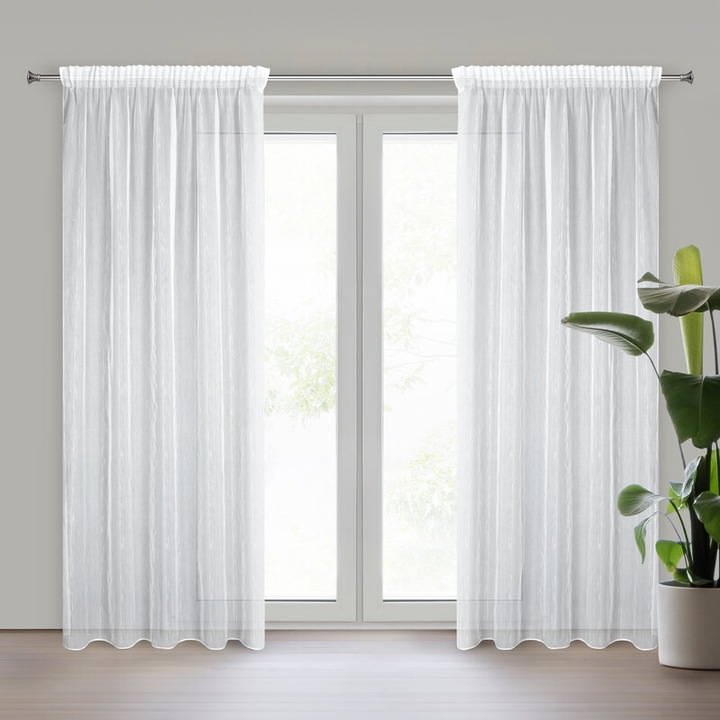 Függöny, 140x280 cm, fehér, 100% poliészter