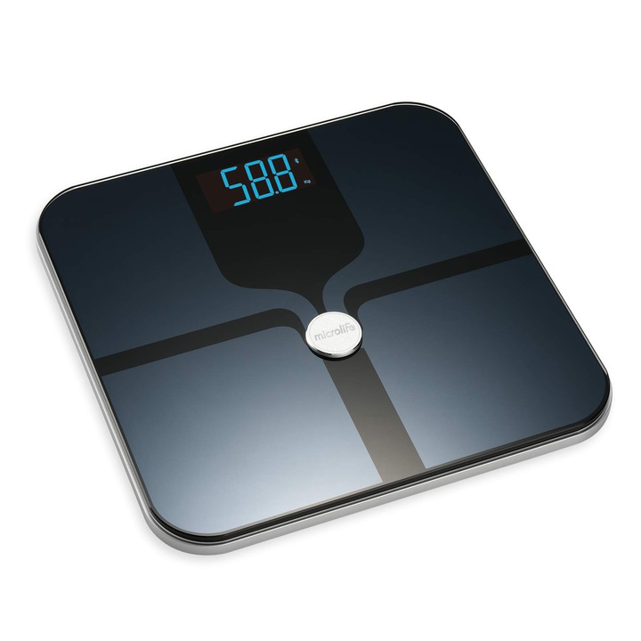 Microlife - Импедансна везна WS 200 BT - Персонална везна с Bluetooth, BMI анализ, мастна маса, кости, мускули, вода, метаболизъм, 5 години гаранция