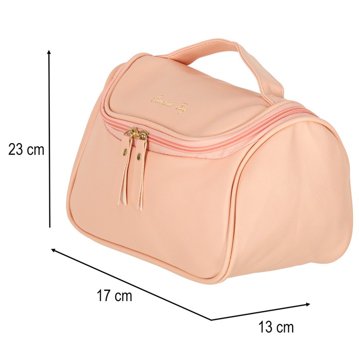 Kosmetica organizator rozie, dimensiuni 23x13x17cm, pentru calatorii si utilizare zilnica