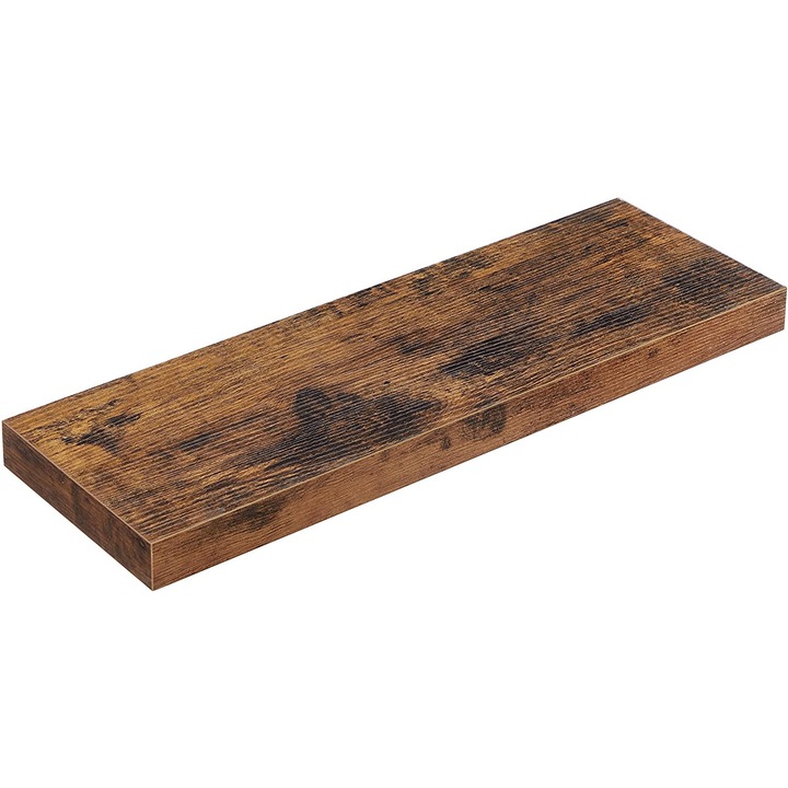 Rusztikus polc, MDF, 60x20x3,8 cm, barna, falra szerelhető