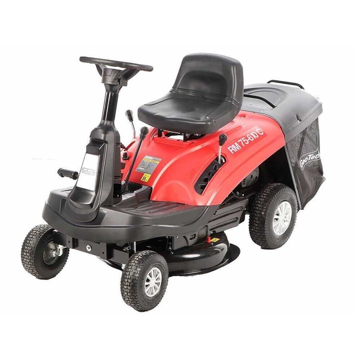 Mini tractoras pentru gazon GeoTech, 6.7 CP 3000 rpm, Inaltime taiere 35-75 mm, Pornire electrica, 5 viteze, Diametru 61 cm