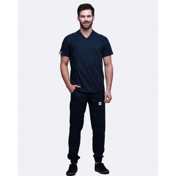 Set medical Inwhite, bluza si pantaloni, confortabili, albastru, bumbac, XS