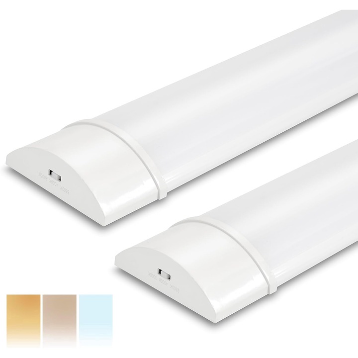 Комплект от 2 LED тръби 120 см, 34 W, 3750 lm, 3000K, 4000K, 6500K, прахоустойчиви, бели [енергиен клас E]