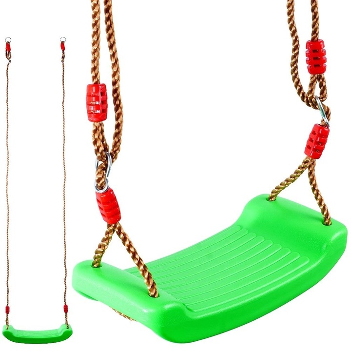 Leagan de gradina pentru copii 42x17 cm, verde, cu linii de prindere ajustabile