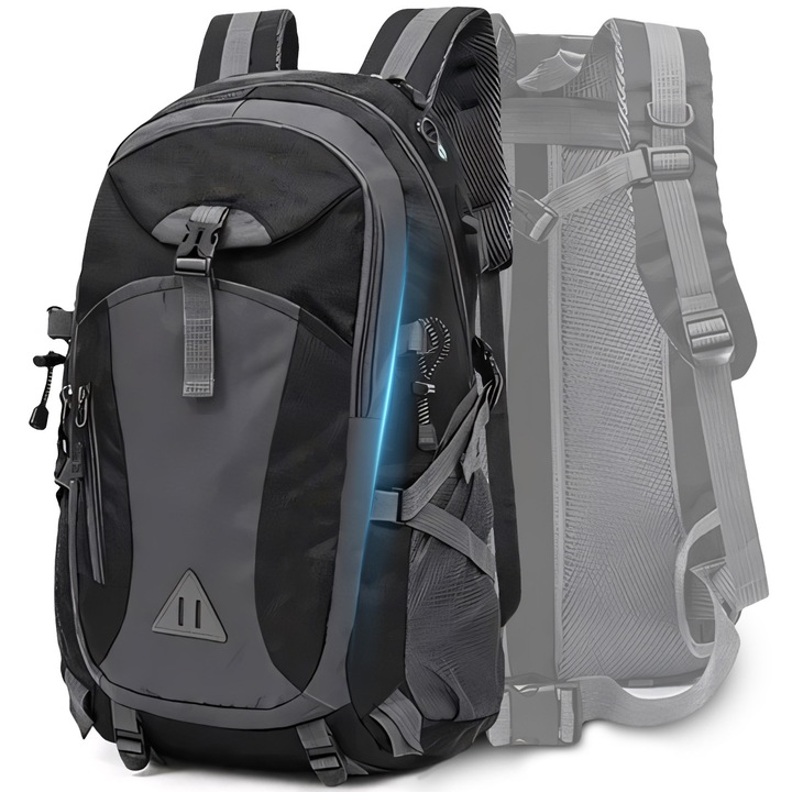 Rucsac Trekking RETOO ActiveFit, 52x33x20 cm, 40L, Impermeabil, Poliester 600D, Compartiment Laptop, Sistem Ventilatie Spate MESH 3D, Curele Reg labile, Prindere pentru Izopren, Suport Bete Trekking, Ideal pentru Calatorii, Certificat CE