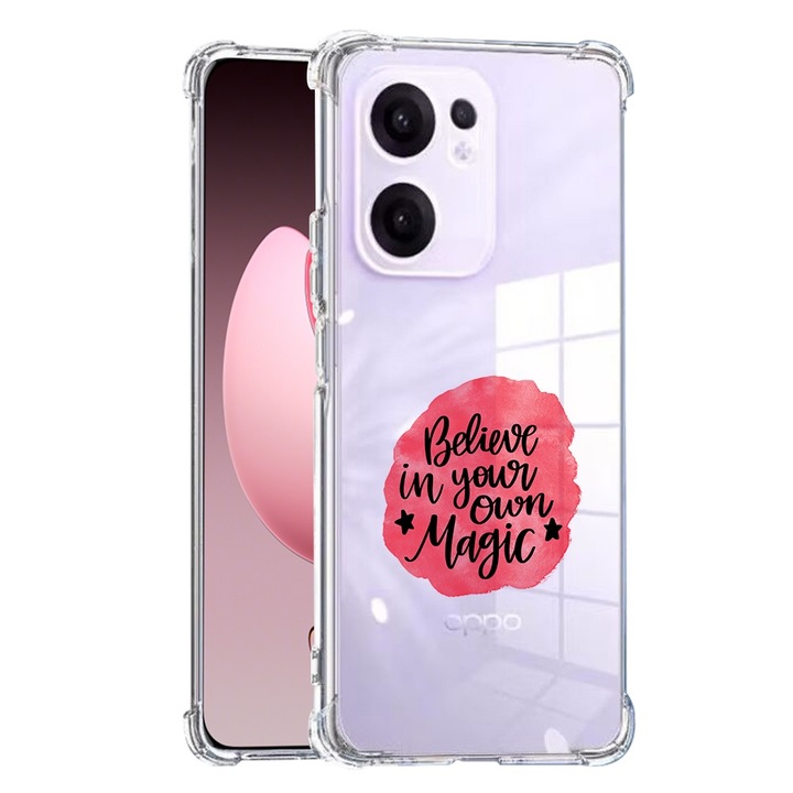 Противоударен калъф за oppo reno13 f, airbag pro, прозрачен, повярвайте в собствената си магия