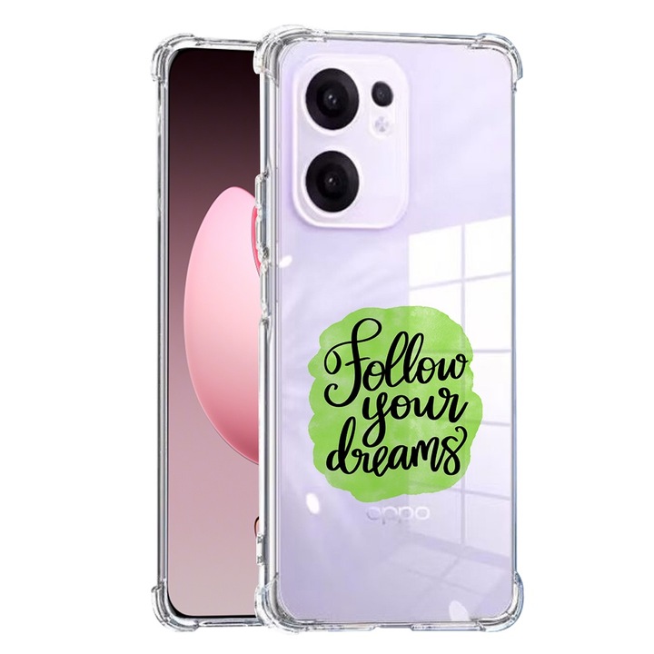 Противоударен калъф за oppo reno13 f, airbag pro, изчистен, следвай мечтите си