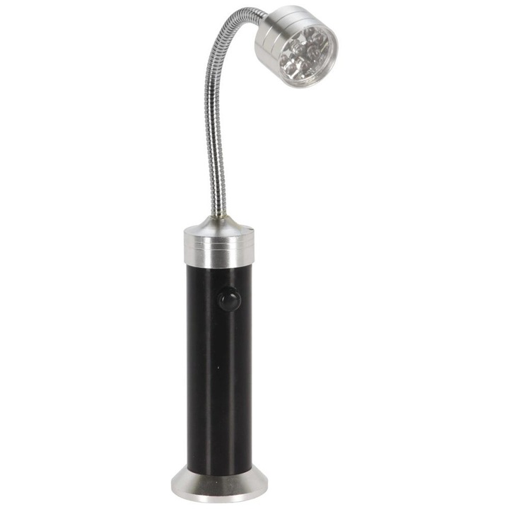 Lampa magnetica LED pentru gratar, 24 cm, inaltime reglabila, negru/argintiu, set de 1 buc.
