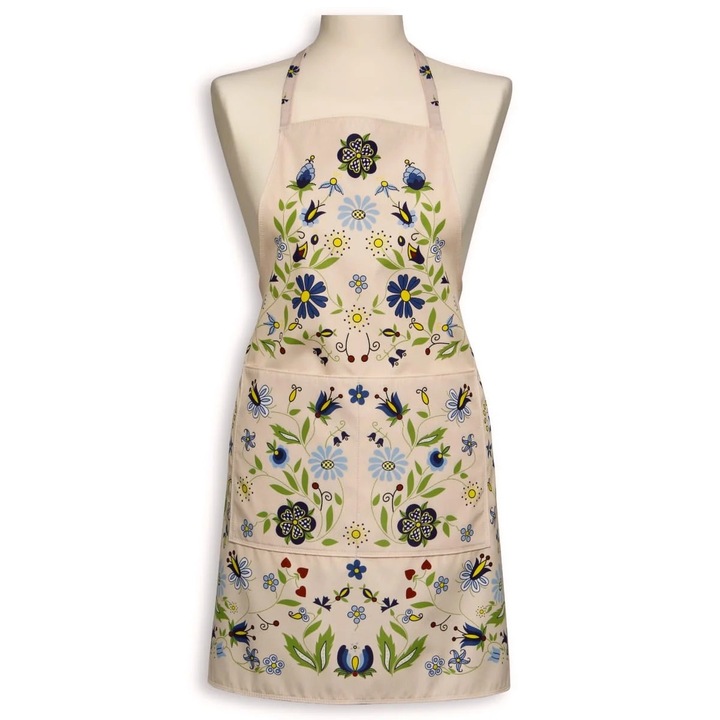 Fartuch bucatarie unisex, Sartrix, stil folk kaszubski, impermeabil, 65x70cm