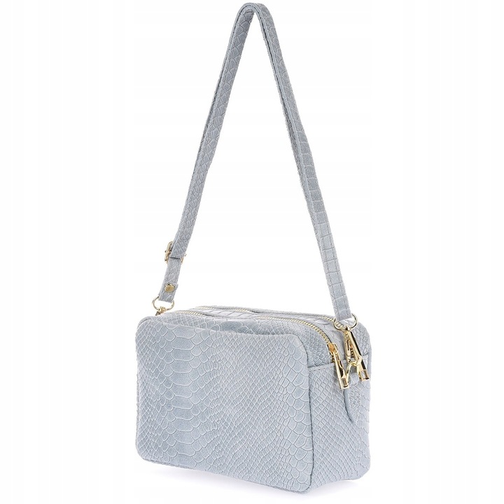 Termeszetes bor valltaska, sotetkek, 22x15x10cm, allithato panttal