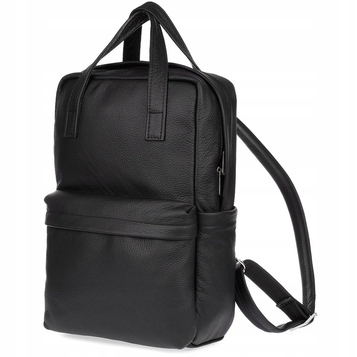 Rucsac dama din piele naturala, Beltimore, mare, pentru laptop, cu compartiment A4, negru