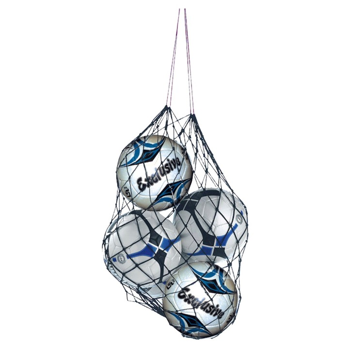 Sac pentru mingi, capacitate 5 mingi, nylon, 27x27cm, negru