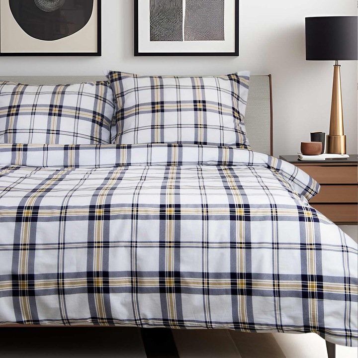 Lenjerie de pat, 140x200 cm, 100% bumbac, cu fermoar, design unic