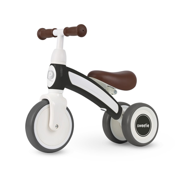 Tricicleta Qplay Sweetie, 3 roti EVA, design ergonomic, gri inchis, pentru copii 1-3 ani