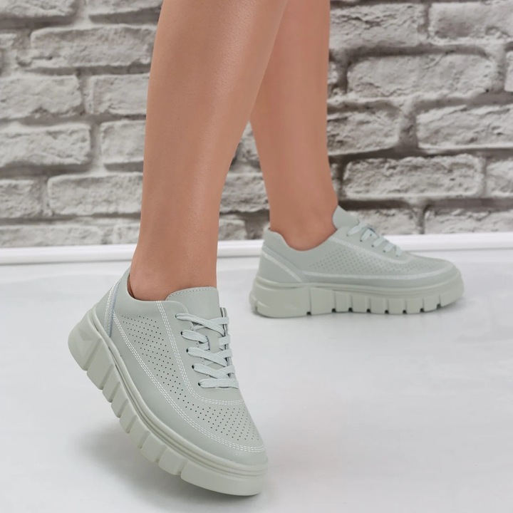 Pantofi dama casual Vegzi din Piele Naturala Brynin, Verde